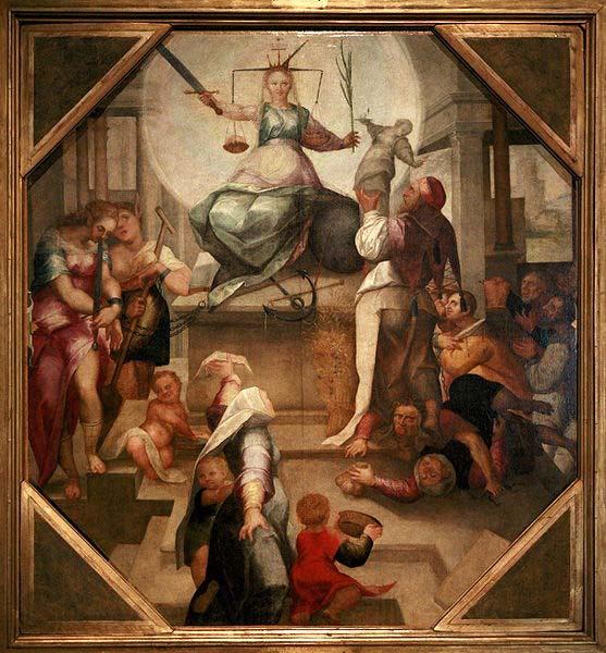 Sienese school Alegory of Justice Spain oil painting art